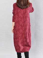 Round Neck Patch Pocket Printed Maxi Dress