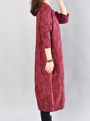 Round Neck Patch Pocket Printed Maxi Dress