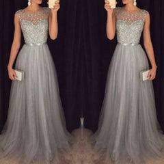 Chiffon Sleeveless Sequined Evening Wedding Dress