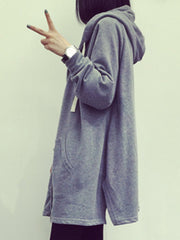 Patch Pocket Zips  Plain  Long Sleeve Hoodies