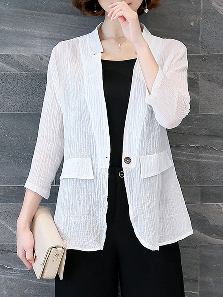 Single Button  Plain  Half Sleeve Blazers