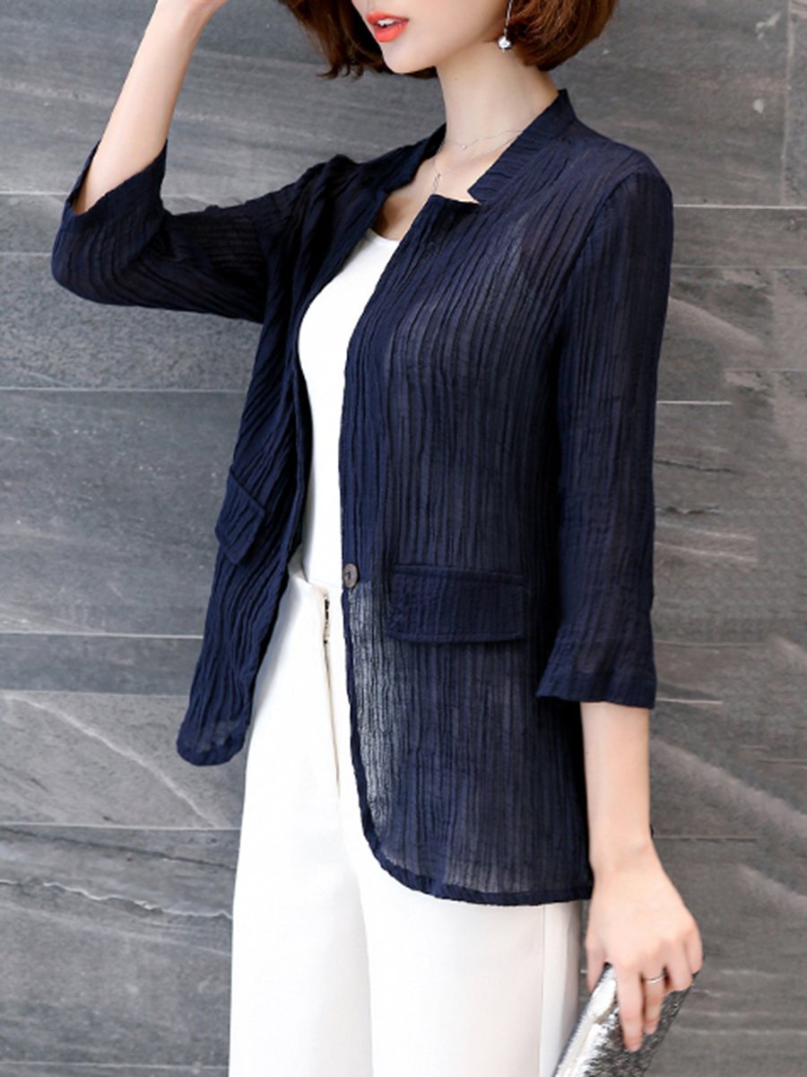 Single Button  Plain  Half Sleeve Blazers