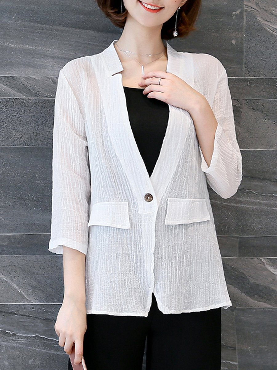 Single Button  Plain  Half Sleeve Blazers