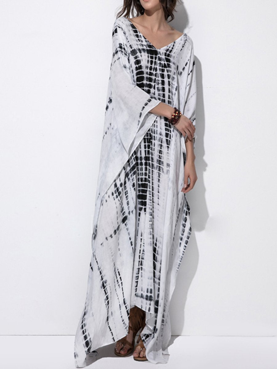 V-Neck  Printed Maxi Dress