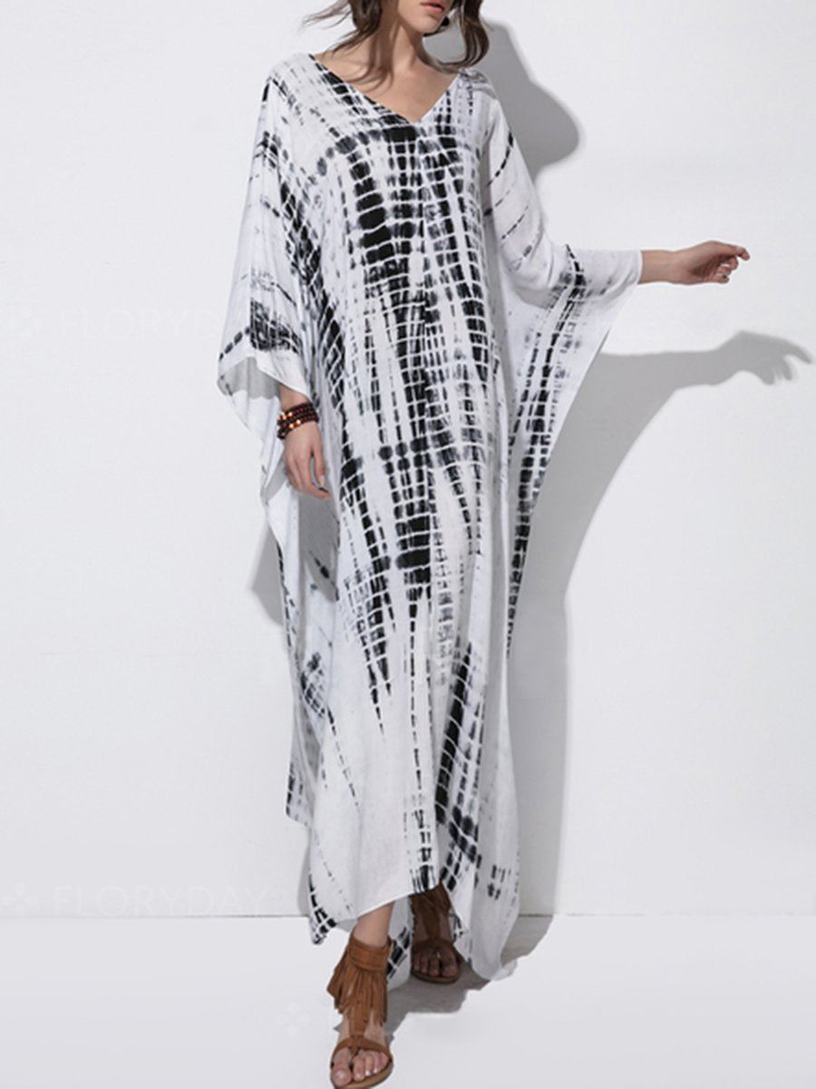 V-Neck  Printed Maxi Dress