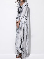 V-Neck  Printed Maxi Dress