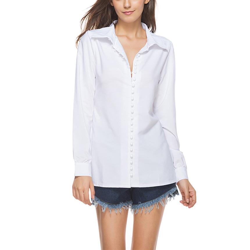 Sexy Loose Plain Lapel Long-Sleeved Shirts