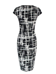 Round Neck  Checkered Bodycon Dress