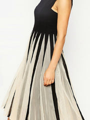 Round Neck  Striped Skater Dress