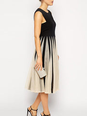 Round Neck  Striped Skater Dress