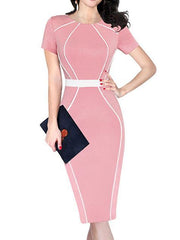 Round Neck  Plain Bodycon Dress