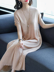 Round Neck  Plain Maxi Dress