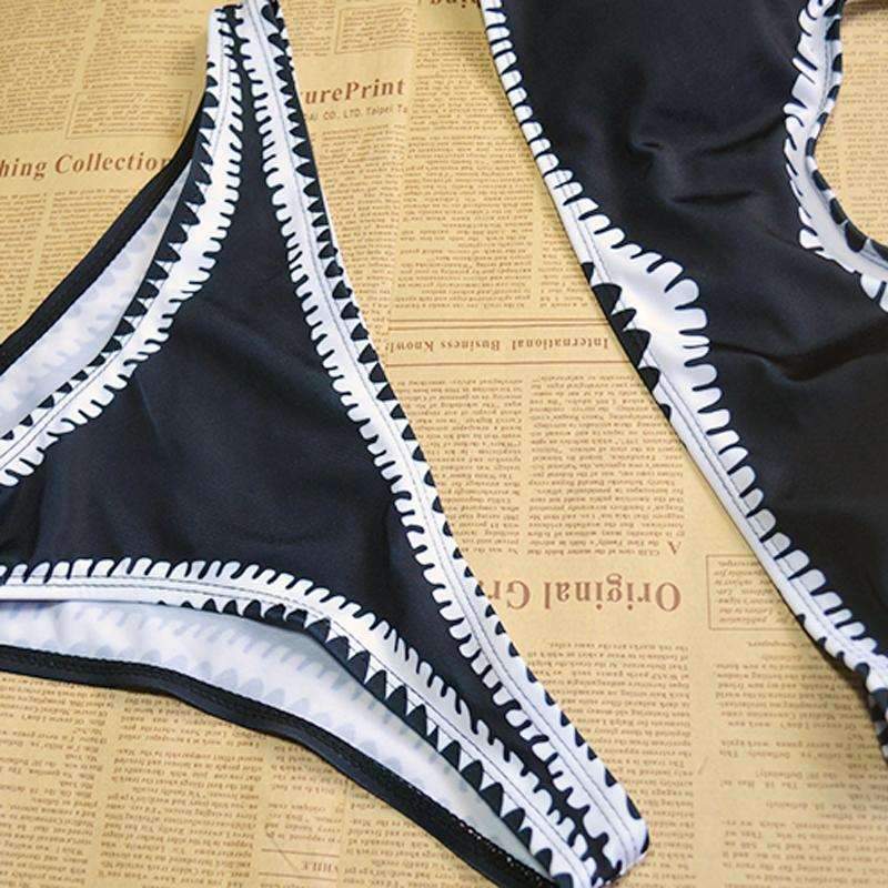 Sexy Black White Printed Bikini Swimwear