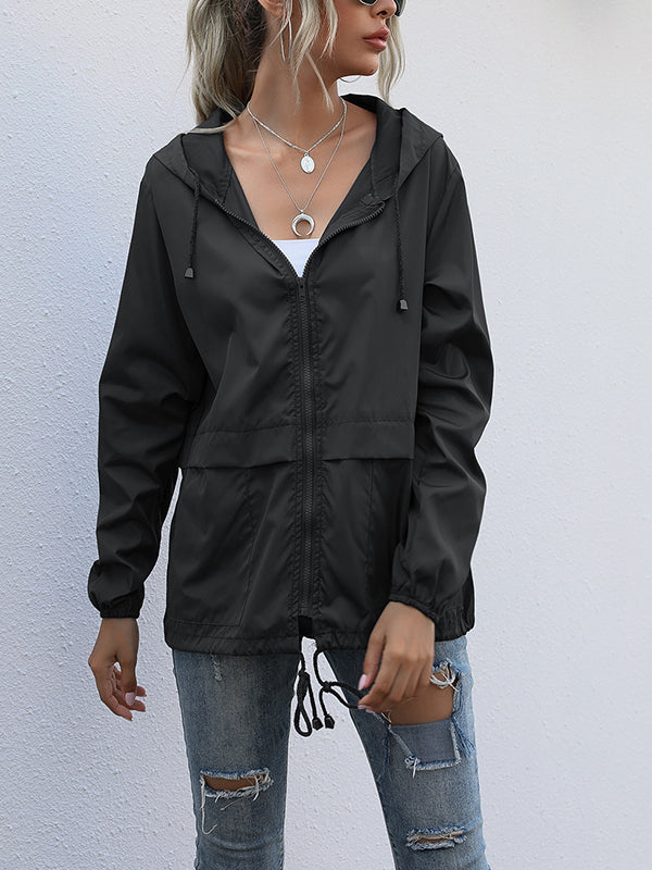 Plain cool women coats casual hoodied jackets