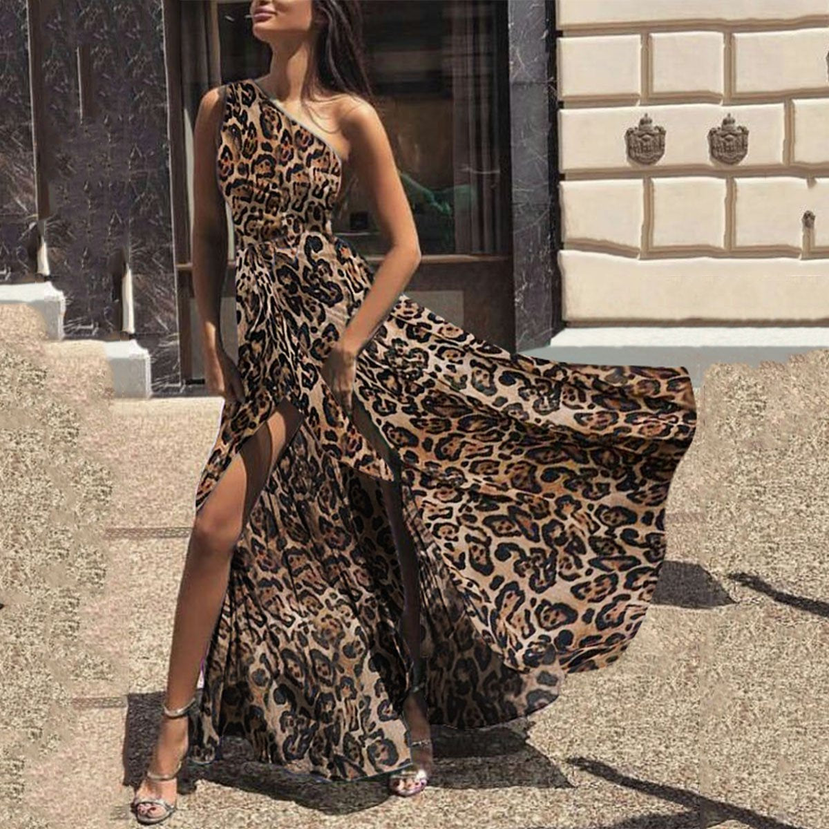 Sexy One Shoulder Sleeveless Maxi Dress