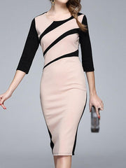 Round Neck  Colouring Bodycon Dress