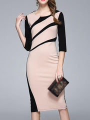 Round Neck  Colouring Bodycon Dress