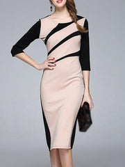 Round Neck  Colouring Bodycon Dress