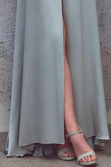 Sexy Deep V Collar Button Slit Maxi Dress
