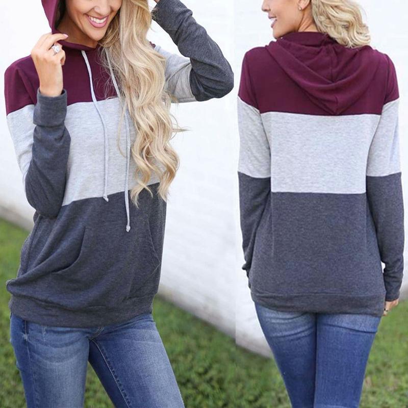 Colorblock Stitching Long Sleeve Hoodie