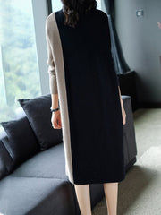 Round Neck  Color Block Shift Dress