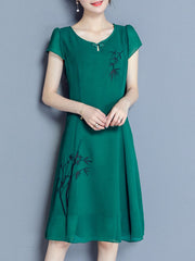 Round Neck  Printed Maxi Dress
