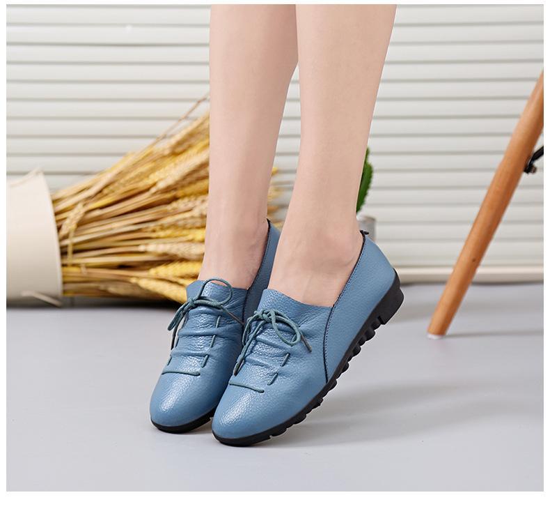 Women Cross Lace Up Casual Non-Slip Peas Shoes Flat&Loafers