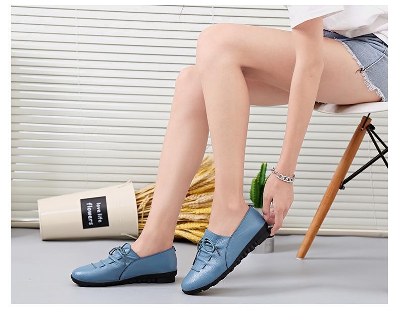 Women Cross Lace Up Casual Non-Slip Peas Shoes Flat&Loafers