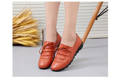 Women Cross Lace Up Casual Non-Slip Peas Shoes Flat&Loafers