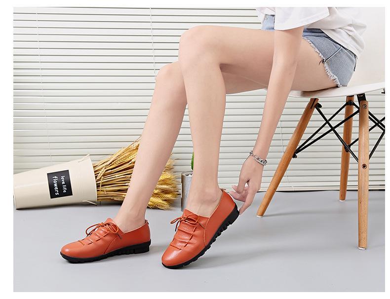 Women Cross Lace Up Casual Non-Slip Peas Shoes Flat&Loafers