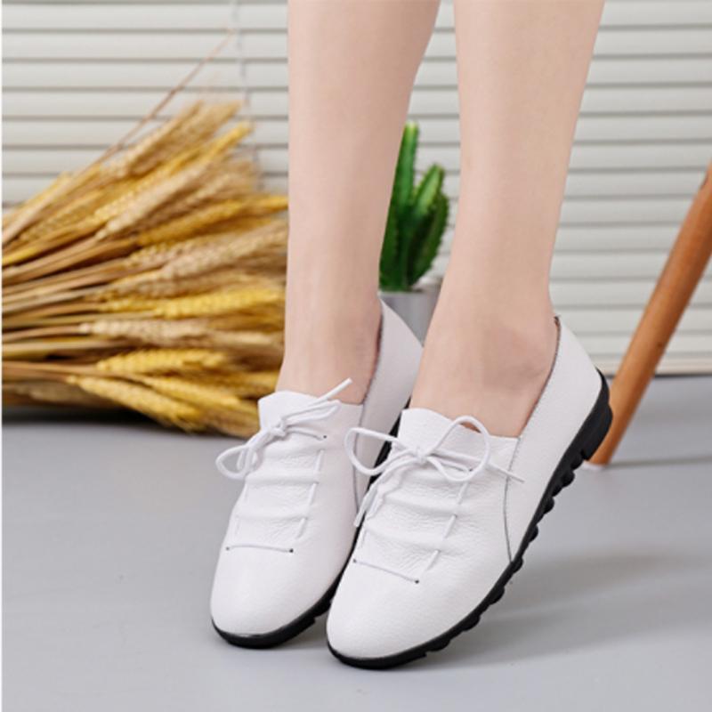 Women Cross Lace Up Casual Non-Slip Peas Shoes Flat&Loafers