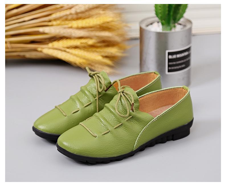 Women Cross Lace Up Casual Non-Slip Peas Shoes Flat&Loafers