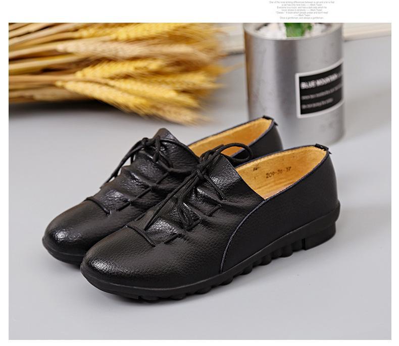 Women Cross Lace Up Casual Non-Slip Peas Shoes Flat&Loafers