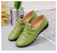 Women Cross Lace Up Casual Non-Slip Peas Shoes Flat&Loafers