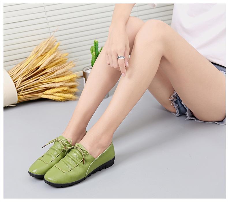 Women Cross Lace Up Casual Non-Slip Peas Shoes Flat&Loafers