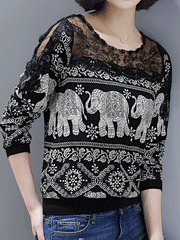 Round Neck  Stripes Long Sleeve T-Shirts