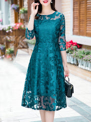 Round Neck  Lace Maxi Dress