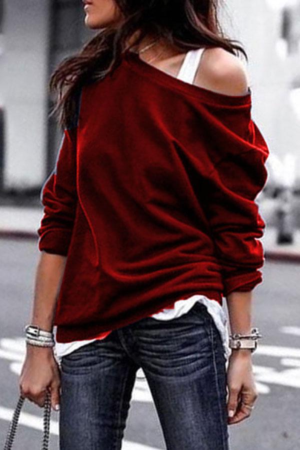 One Shouder Casual Soft Long Sleeve T-Shirt