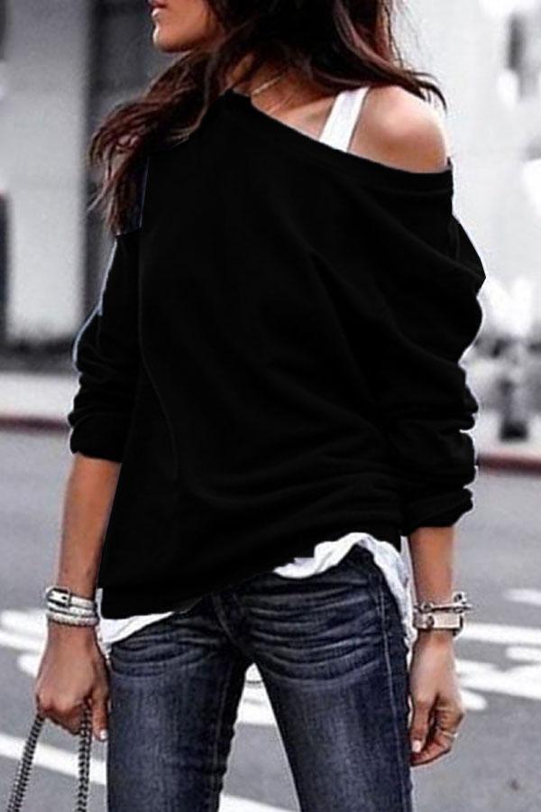 One Shouder Casual Soft Long Sleeve T-Shirt