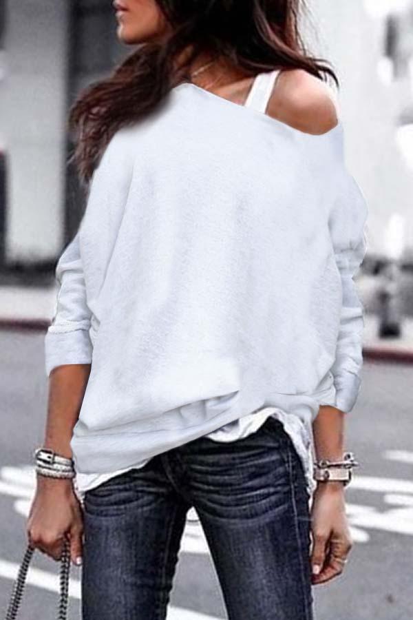 One Shouder Casual Soft Long Sleeve T-Shirt