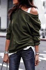 One Shouder Casual Soft Long Sleeve T-Shirt