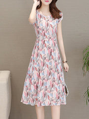 Round Neck  Print Shift Dress