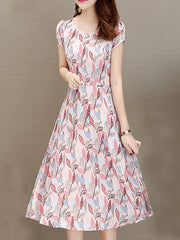 Round Neck  Print Shift Dress