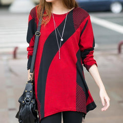 Round Neck Geometric Pattern Loose T-Shirt