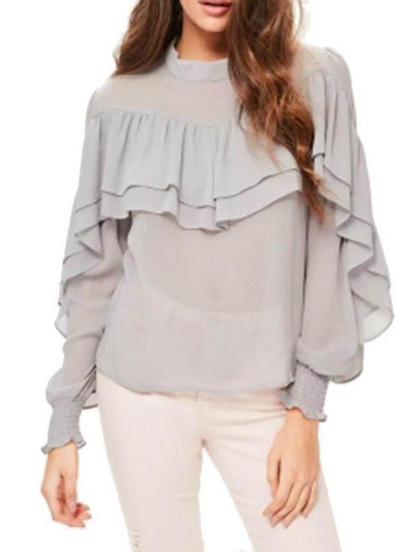 Elegant Round Neck Long Sleeve With Wave T-Shirts