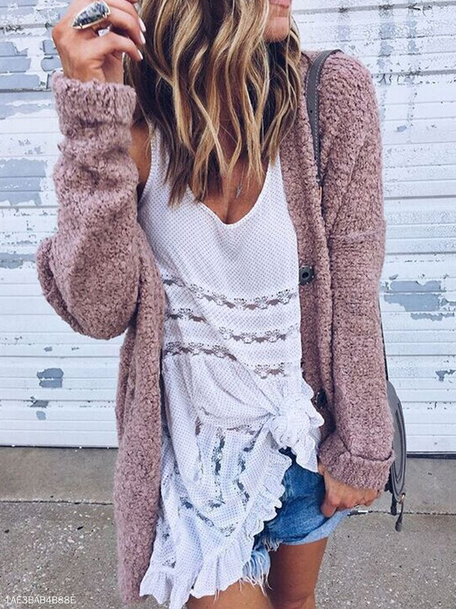 Autumn Loose Long Sleeved Woman Cardigan