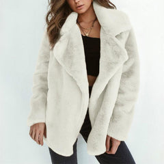 Fashion Lapel Plain Long Sleeve Thick Coat