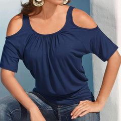 Loose Off shoulder Round neck T-Shirts