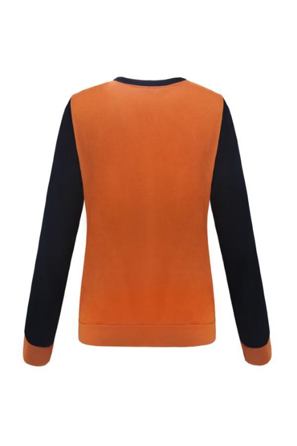 Round  Neck  Patchwork  Basic  Sweatshirts