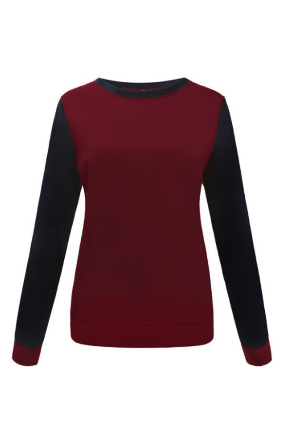 Round  Neck  Patchwork  Basic  Sweatshirts